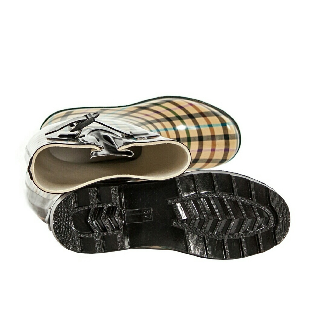 Women Plaid Tall Rainboots, #1415, Checkers - Picture 4 of 4
